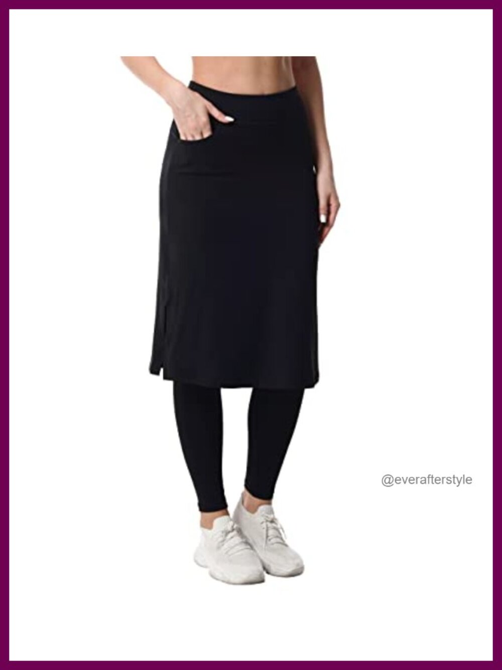 HOKOYI Women's Modest Midi Skirted Leggings with Pockets UPF 50+ Skort Capris